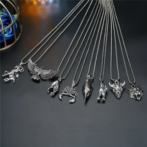 Animal Pendant Necklace Alloy Punk Wolf Eagle Tiger Dragon Scorpion Gothic Jewelry For Men Unisex Retro Sweater Chain