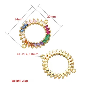 Detailed view of 24mm rainbow cubic zirconia pave jewelry connector with size marking
