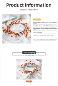 Detail of orange autumn berry wreath showing 11cm inner diameter for table decoration