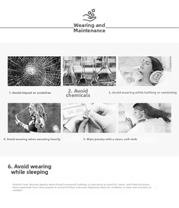 Care instructions for silver bracelets showing cleaning and maintenance tips