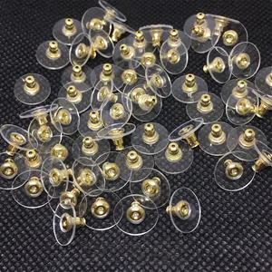 Earring Backs Clear Plastic Disk Brass Core Bullet Shape Secure DIY Jewelry Findings Replacement