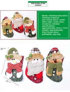 Detaillierte Größenangaben für Weihnachtssocken mit Nikolaus-, Schneemann- und Elchmotiv