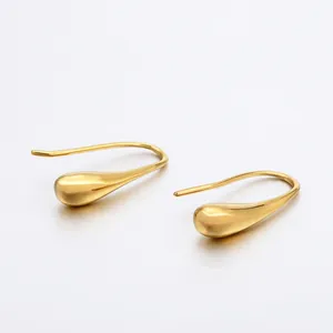 Teardrop Water Drop Hook Earrings Stainless Steel Polished Minimalist Geometric Jewelry For Women Girls Smooth Dangle