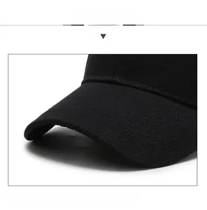 Detail view of the reinforced black cotton twill baseball cap brim with multi-row stitching