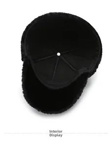 Detailed view of the warm plush interior lining of the winter baseball cap for men