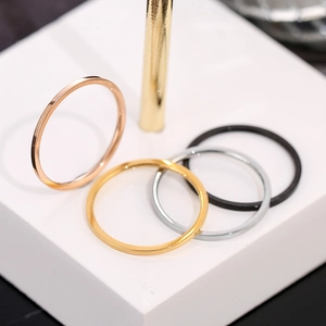 Minimalist titanium steel rings in rose gold, gold, silver and black finishes set