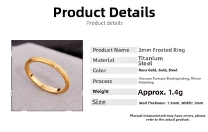 Close-up of 2mm matte frosted rose gold titanium steel ring with polished inner surface
