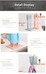 Close-up of durable ABS glove drying rack with finger-shaped supports and drainage tray