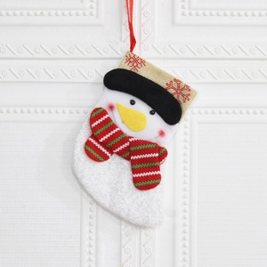 Chaussette de Noël décorative avec bonhomme de neige pour cadeaux et décoration festive