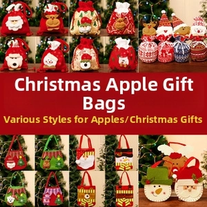 Detailed view of assorted Christmas gift bags featuring Santa and reindeer designs