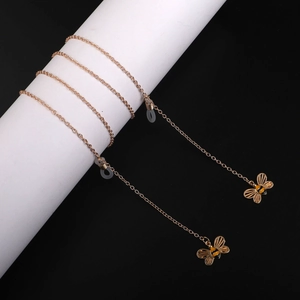 Brillenkette Metalllegierung Biene Schmetterling Anhänger Antirutsch Silikonschlaufen Modisches Nackenband Brillenband