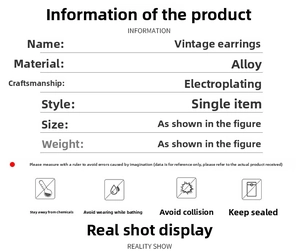 Detailed chart showing alloy material specifications and weight for bohemian retro earrings