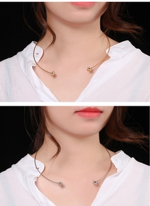 Detail of square crystal pendants on gold and silver stainless steel open necklaces