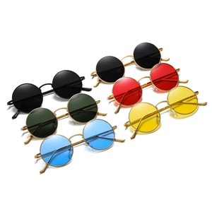 Retro round metal frame sunglasses in multiple vibrant lens colors for men and women