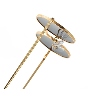 Retro round metal sunglasses with gold textured frames and dark lenses for men and women
