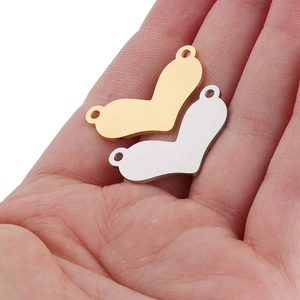 Pendenti a forma di cuore in acciaio inossidabile lucido in oro e argento
