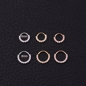 Nasen- und Knorpelringe aus Kupfer und Zirkonia in 6mm und 8mm, in Silber, Gold und Roségold