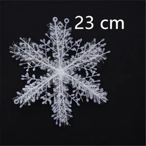 Sparkling white snowflake ornaments 23cm set of 3 for Christmas tree decoration