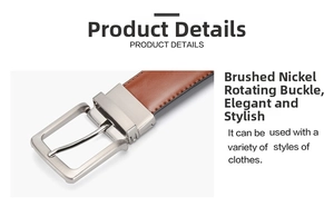 Macro shot of brushed nickel swivel buckle and brown leather stitching detail