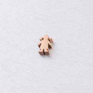 Detail view of rose gold little girl silhouette bead for DIY jewelry making accessories