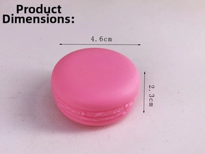 Macro shot of 4.6cm pink macaron cream jar showing detailed product size and dimensions