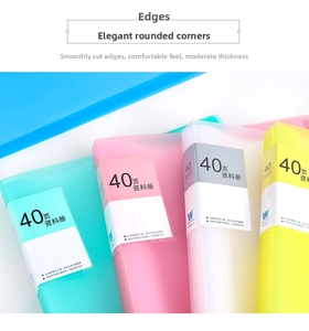 Close-up of A4 document folders in pastel colors with 40 pockets and rounded edges
