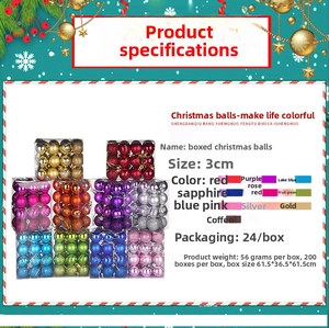 Detailed view of 3cm Christmas ball set in diverse colors for holiday tree decoration