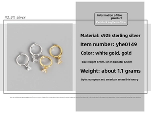 Détail de boucles d'oreilles en argent S925, hauteur 17mm et diamètre intérieur 8,5mm