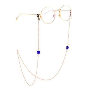 Chaîne De Lunettes Mauvais Œil Support En Métal Perles Bleues Cordon Anti Glissement Style Turc Rétro Pour Lunettes De Soleil