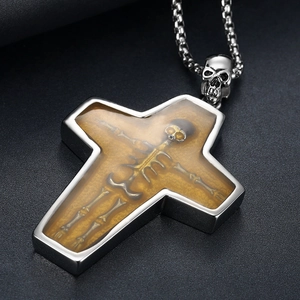 Unique ancient Egyptian style mummy skull pendant necklace in silver 316 stainless steel