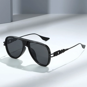 Mode Pilotenbrille Für Damen Herren Metallrahmen Retro Industriestil UV400 Schutz Luxus Doppelsteg Brille