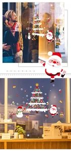 Detailed Christmas window stickers with Santa, tree and snowmen on glass storefronts