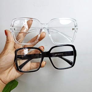 Retro Square Big Frame Glasses Oversized Fashion Non Prescription Polycarbonate Acrylic Eyewear For Women Men