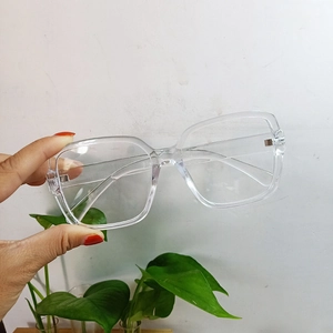 Minimalist oversized transparent square frame glasses for men and women's fashion