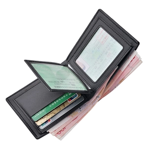 Men Short Bifold Wallet Lychee Texture PU Leather Multi Card Slots Driver License Holder Business Casual Purse