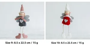 Detailansicht der handgefertigten Weihnachtsengel aus Wollfilz in Rosa und Rot