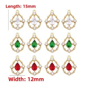 Detail showing dimensions 15mm by 12mm for 14k gold plated glass jewelry connector