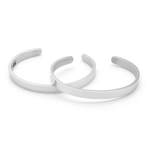 Minimalist stainless steel C-shaped cuff bracelet set with S925 engraved logo