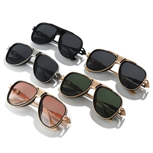 Klassische Aviator-Sonnenbrille mit doppeltem Metallsteg in fünf verschiedenen Farben