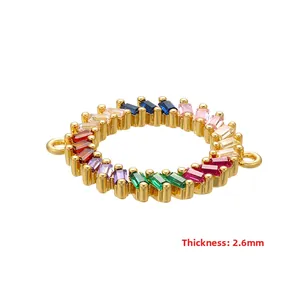 Detail showing 2.6mm thickness of gold plated rainbow cubic zirconia connector