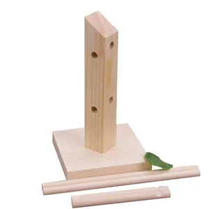 Solid wood eyeglasses display stand with DIY assembly base and support bars