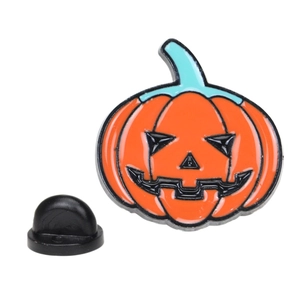 Halloween orange pumpkin enamel badge made of alloy with black rubber back pin