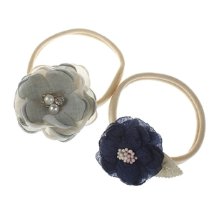 Christmas floral nylon headbands with pearls and rhinestones for girls hair accessories