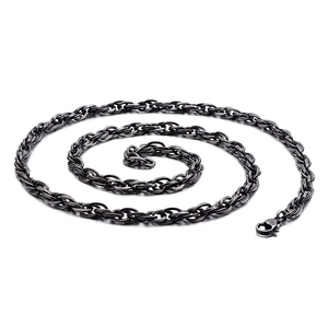 Retro Stainless Steel Twist Rope Chain Necklace Individual Interlinked Links Jewelry For Men With Lobster Clasp