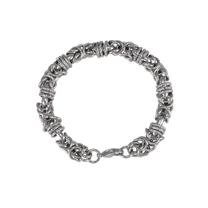Polished silver titanium steel rope chain bracelet with spring clasp for hiphop style