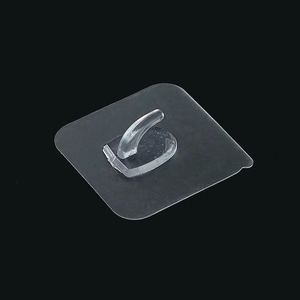 Transparent self-adhesive wall hook with strong square base for drill-free mounting