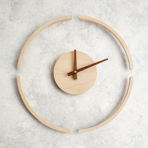 Minimalist Nordic Wall Clock Birch And Walnut Wood Acrylic Floating Design Silent Quartz For Living Room Bedroom Office Home