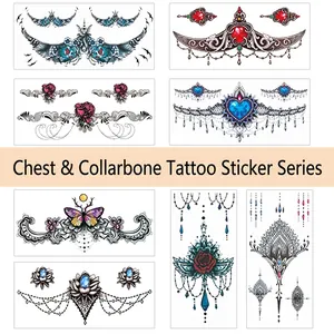 Waterproof temporary tattoo set with ruby flowers and mandala patterns for women