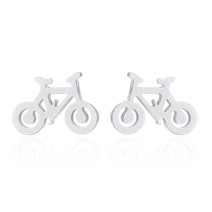Minimalist silver bicycle stud earrings with high-polish finish for women