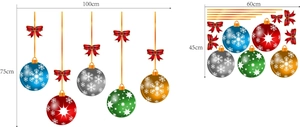 Detailed size chart for Christmas ball wall stickers measuring 100cm by 75cm and 60cm by 45cm